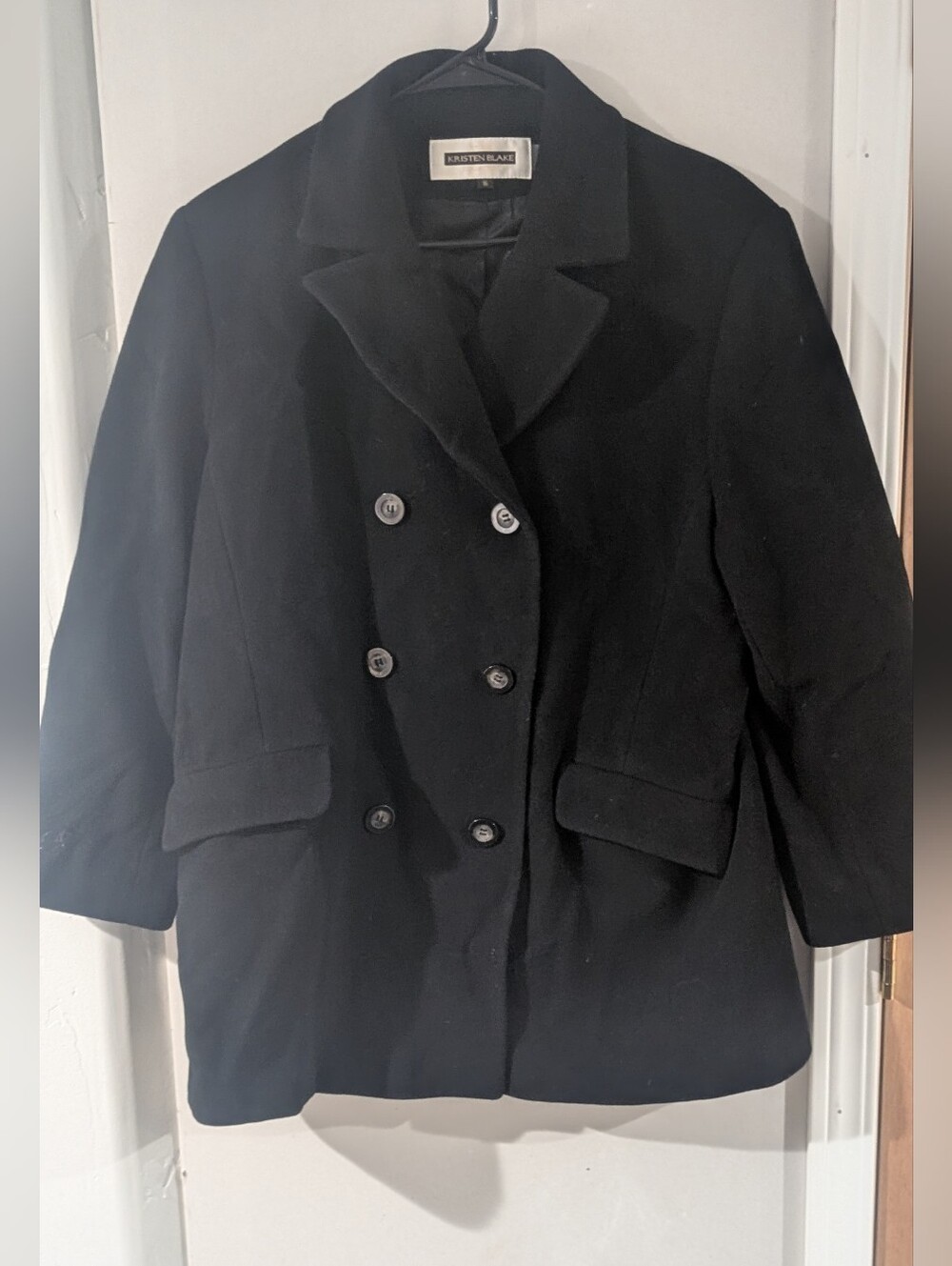 Kristen Blake Black Double-Breasted Pea Coat